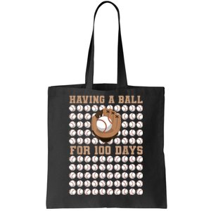 Having A Ball For 100 Day Of School 100th Days Baseball Tote Bag