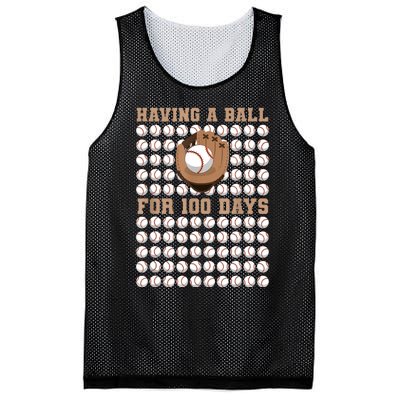 Having A Ball For 100 Day Of School 100th Days Baseball Mesh Reversible Basketball Jersey Tank