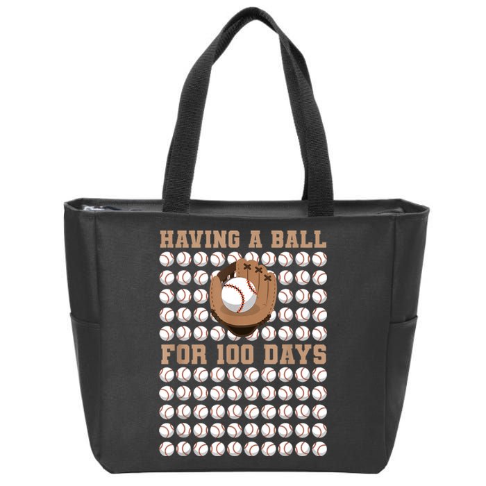 Having A Ball For 100 Day Of School 100th Days Baseball Zip Tote Bag