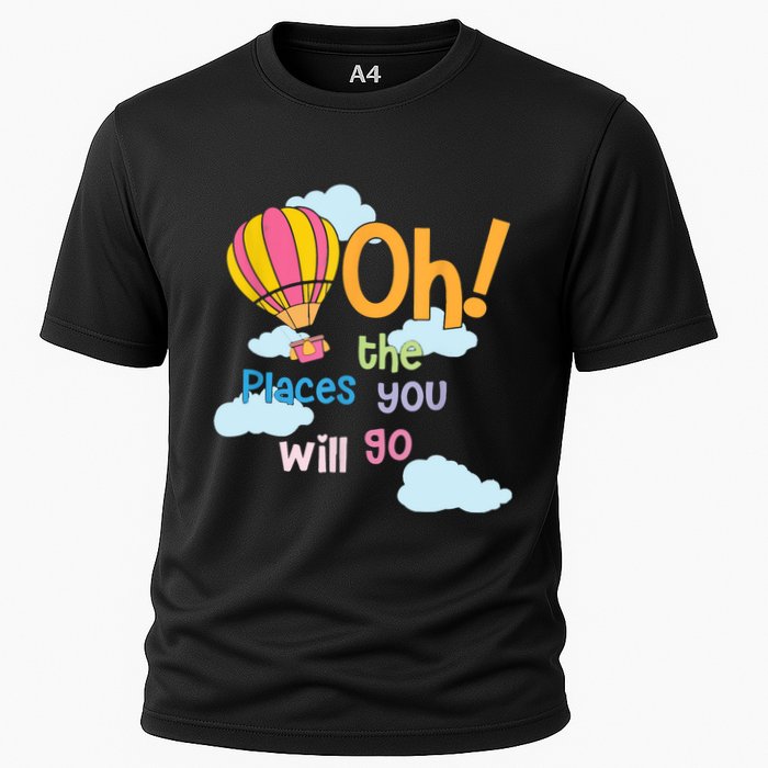 Hot Air Balloon Oh The Places You’Ll Go When You Read Cooling Performance Crew T-Shirt