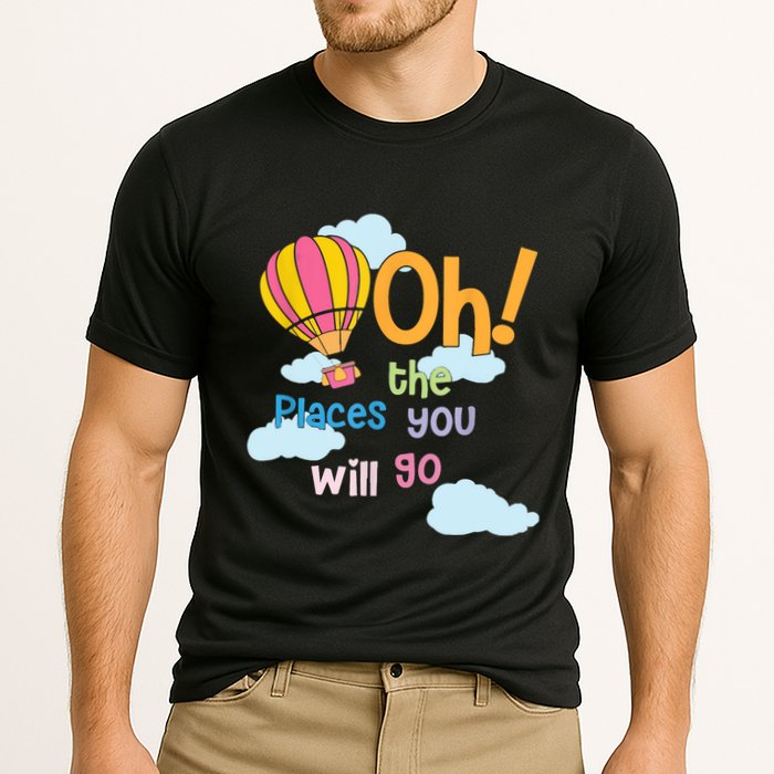 Hot Air Balloon Oh The Places You’Ll Go When You Read Cooling Performance Crew T-Shirt
