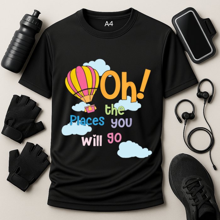 Hot Air Balloon Oh The Places You’Ll Go When You Read Cooling Performance Crew T-Shirt