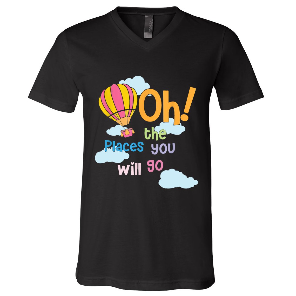 Hot Air Balloon Oh The Places You’Ll Go When You Read V-Neck T-Shirt