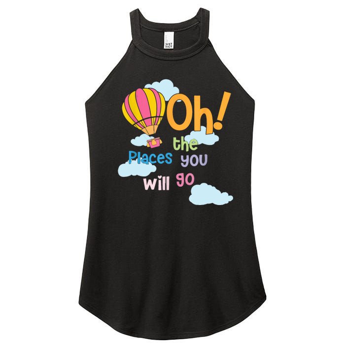 Hot Air Balloon Oh The Places You’Ll Go When You Read Women’s Perfect Tri Rocker Tank