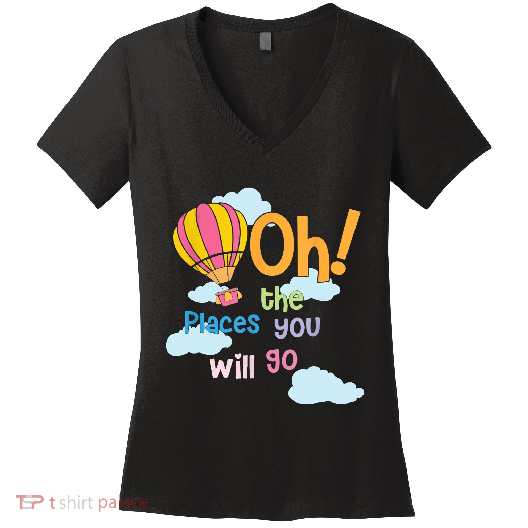 Hot Air Balloon Oh The Places You’Ll Go When You Read Women's V-Neck T-Shirt