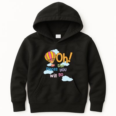 Hot Air Balloon Oh The Places You’Ll Go When You Read Kids Hoodie