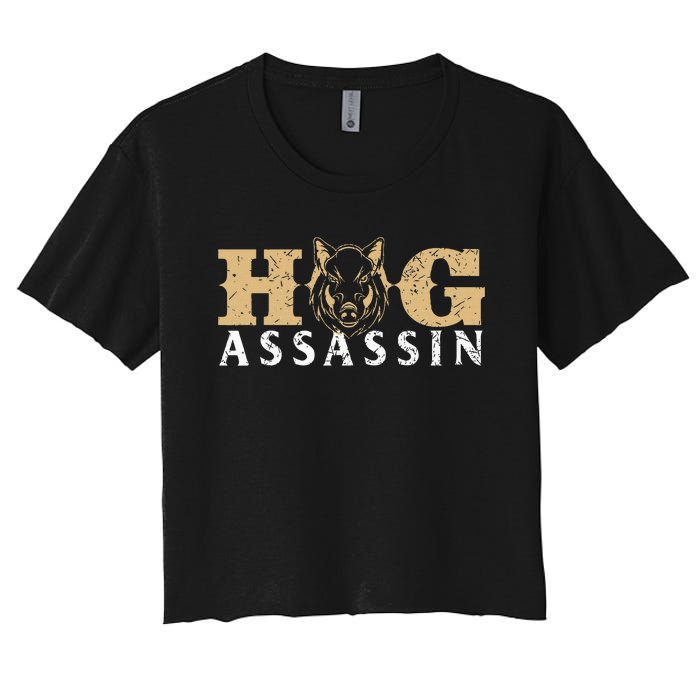 Hog Assassin Boar Hunting Wild Hog Hunter Women's Crop Top Tee