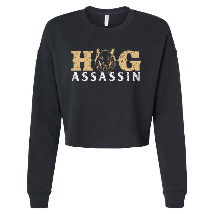 Hog Assassin Boar Hunting Wild Hog Hunter Cropped Pullover Crew