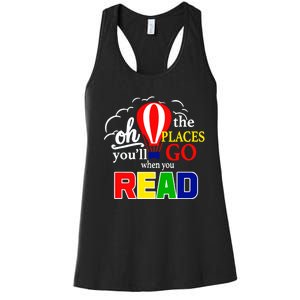 Hot Air Balloon Oh The Places You’Ll Go When You Read Women's Racerback Tank