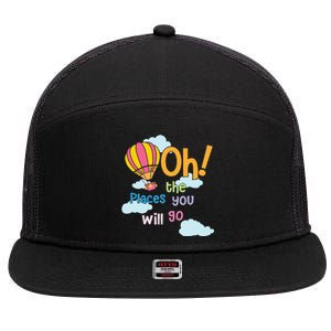 Hot Air Balloon Oh The Places You’Ll Go When You Read 7 Panel Mesh Trucker Snapback Hat