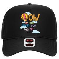 Hot Air Balloon Oh The Places You’Ll Go When You Read High Crown Mesh Back Trucker Hat