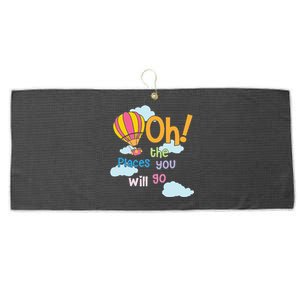 Hot Air Balloon Oh The Places You’Ll Go When You Read Large Microfiber Waffle Golf Towel