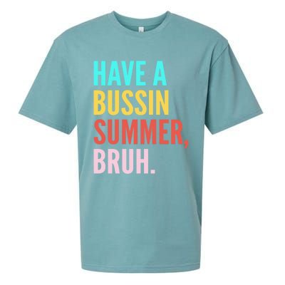 Have A Bussin Summer Bruh Last Day Of School Teacher Summer Gift Sueded Cloud Jersey T-Shirt