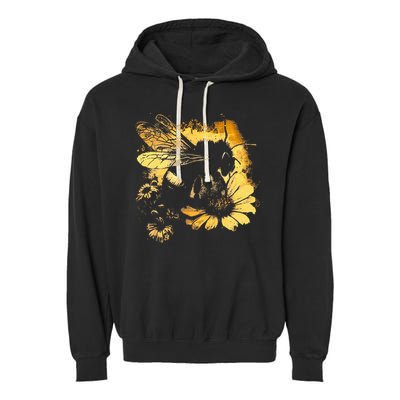 Honeybee And Bumble Bee For American Hive Beekeepers Garment-Dyed Fleece Hoodie