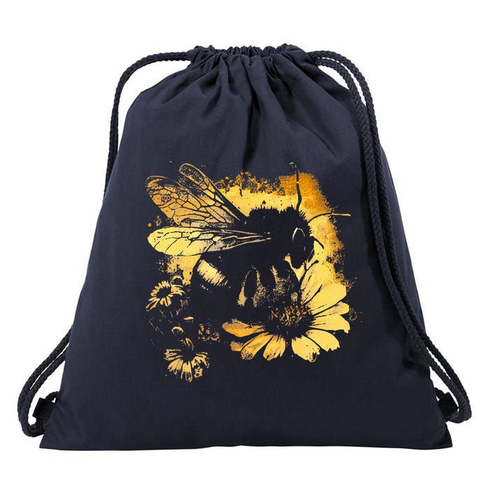 Honeybee And Bumble Bee For American Hive Beekeepers Drawstring Bag