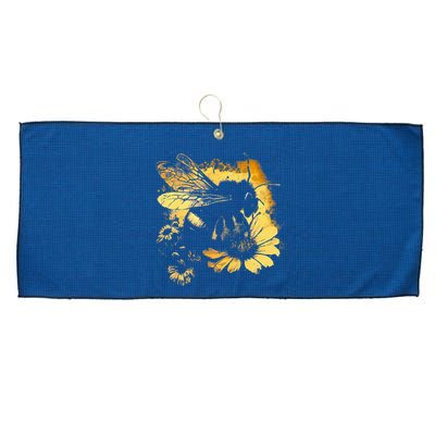 Honeybee And Bumble Bee For American Hive Beekeepers Large Microfiber Waffle Golf Towel