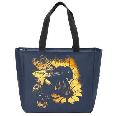 Honeybee And Bumble Bee For American Hive Beekeepers Zip Tote Bag