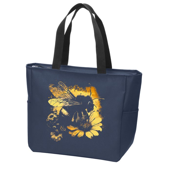 Honeybee And Bumble Bee For American Hive Beekeepers Zip Tote Bag