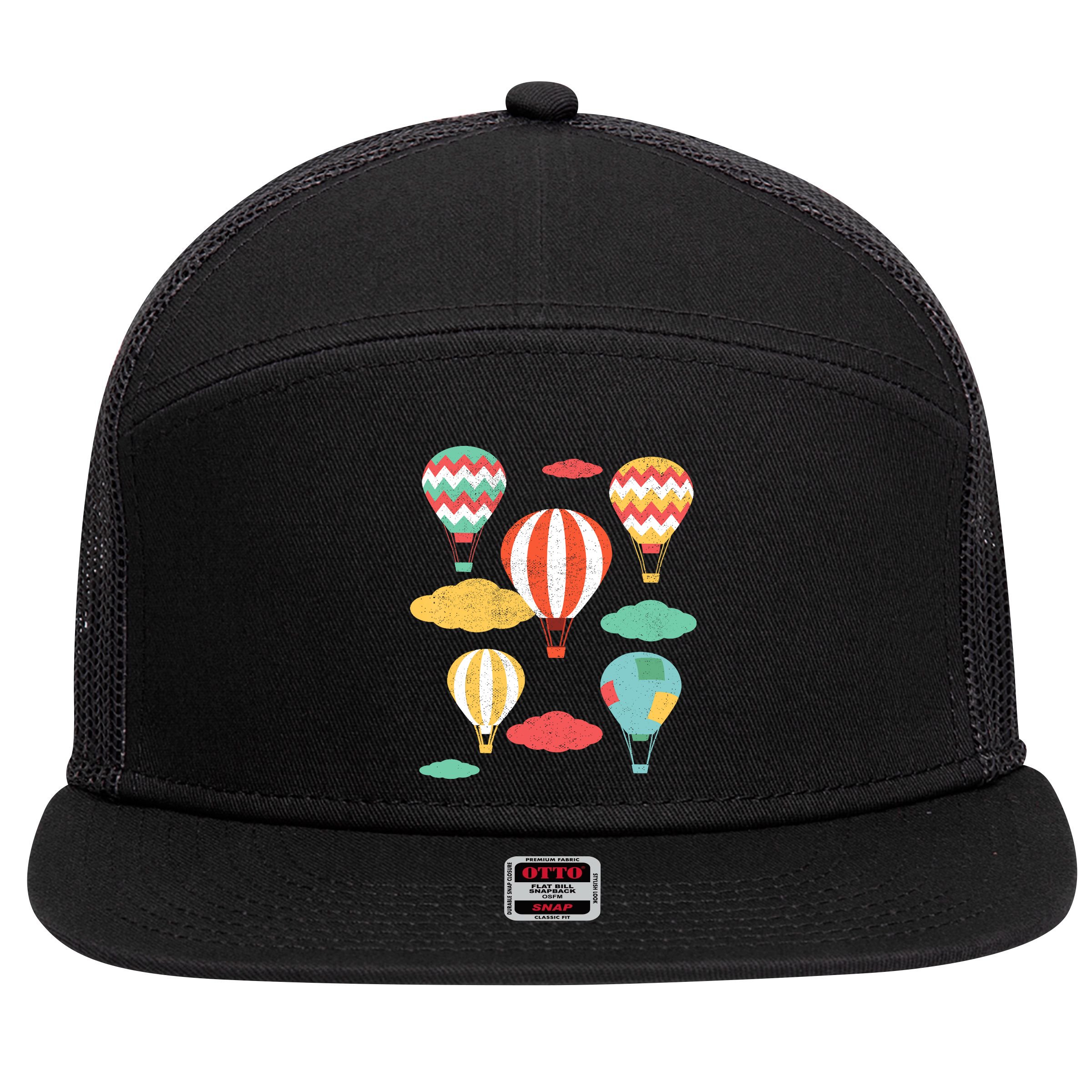 Hot Air Balloon Balloonist Hot Air Balloon Ride 7 Panel Mesh Trucker Snapback Hat
