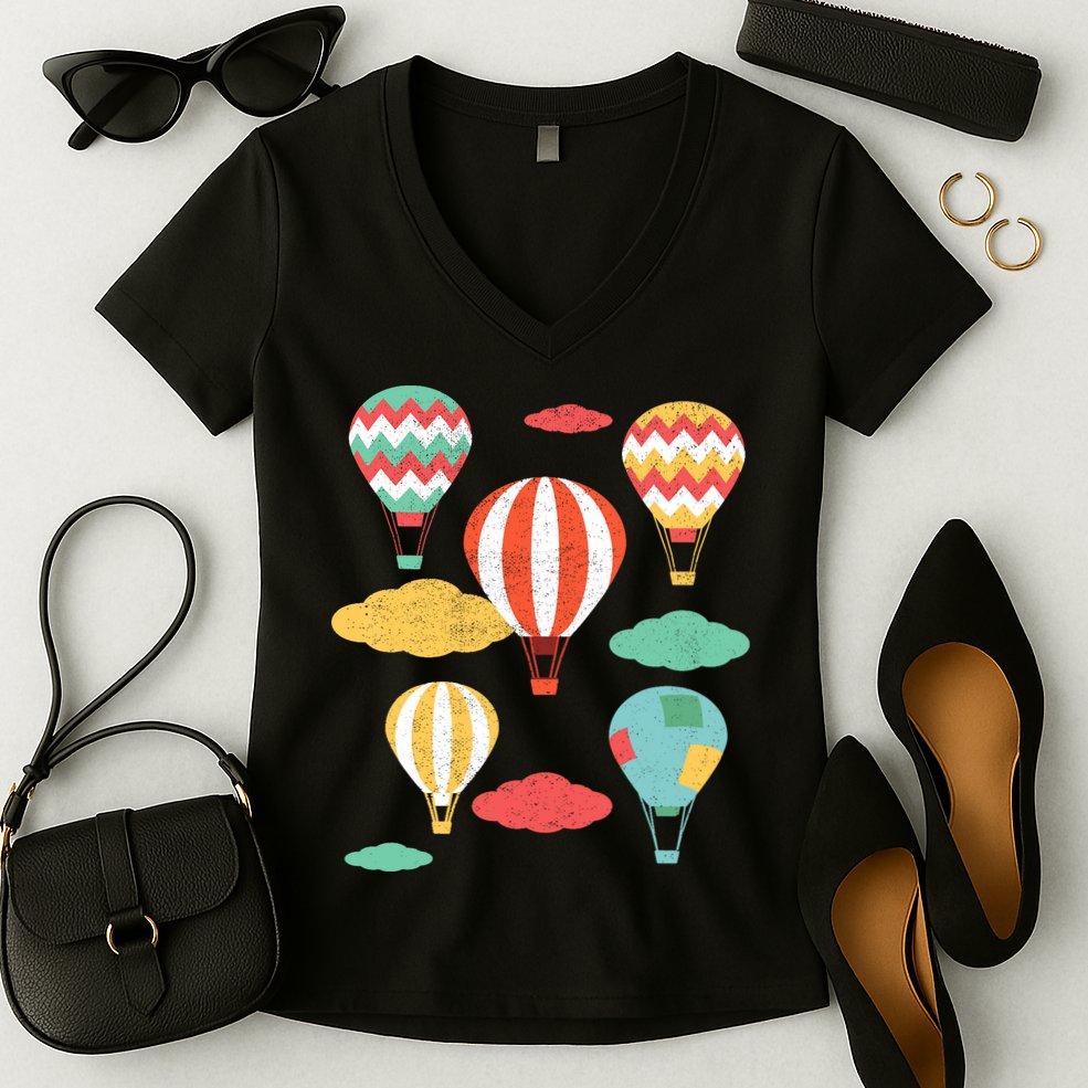 Hot Air Balloon Balloonist Hot Air Balloon Ride Women's V-Neck T-Shirt