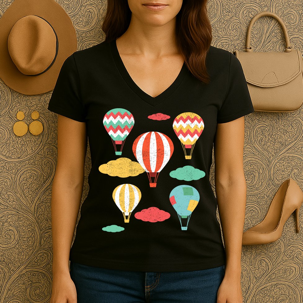 Hot Air Balloon Balloonist Hot Air Balloon Ride Women's V-Neck T-Shirt