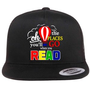 Hot Air Balloon Oh The Places You’Ll Go When You Read Flat Bill Trucker Hat