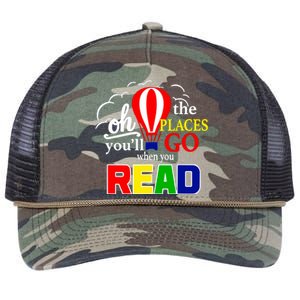 Hot Air Balloon Oh The Places You’Ll Go When You Read Retro Rope Trucker Hat Cap