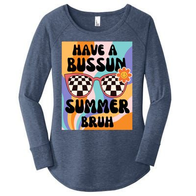 Have A Bussin Summer Bruh End Of School Sunglass Retro Women's Perfect Tri Tunic Long Sleeve Shirt