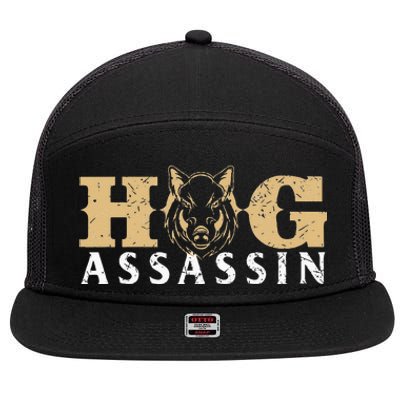 Hog Assassin Boar Hunting Wild Hog Hunter 7 Panel Mesh Trucker Snapback Hat