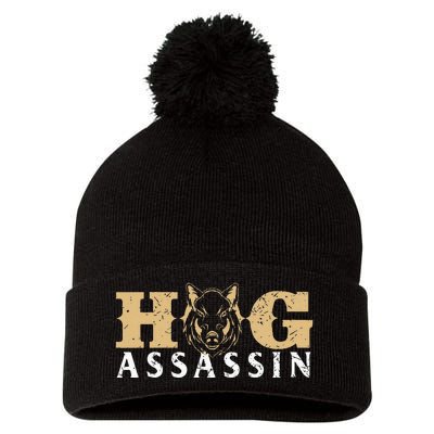 Hog Assassin Boar Hunting Wild Hog Hunter Pom Pom 12in Knit Beanie