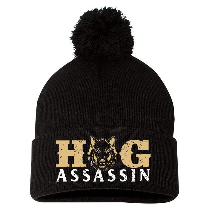 Hog Assassin Boar Hunting Wild Hog Hunter Pom Pom 12in Knit Beanie