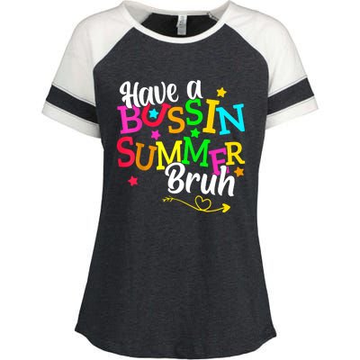 Have A Bussin Summer Bruh Enza Ladies Jersey Colorblock Tee