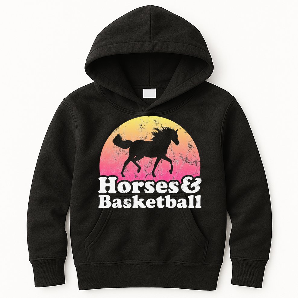 Horse and Basketball  or Horses Kids Hoodie