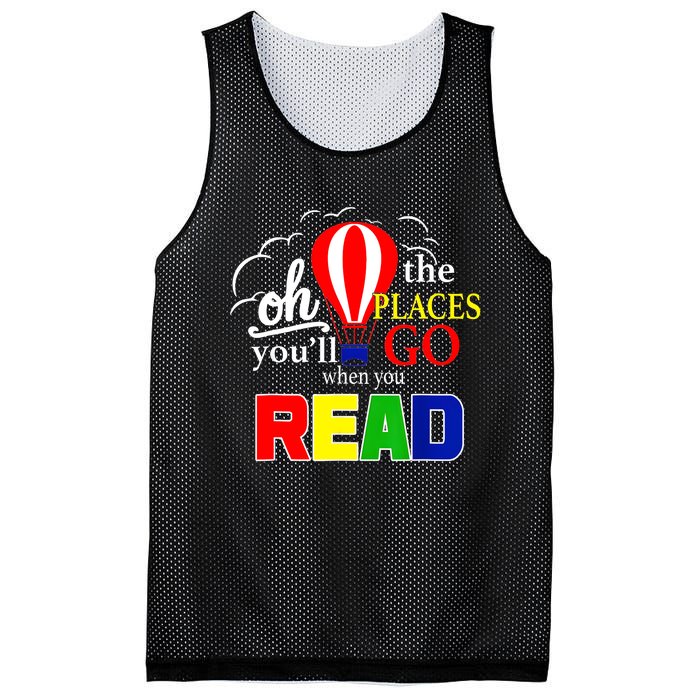 Hot Air Balloon Oh The Places You’Ll Go When You Read Mesh Reversible Basketball Jersey Tank