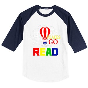 Hot Air Balloon Oh The Places You’Ll Go When You Read Baseball Sleeve Shirt