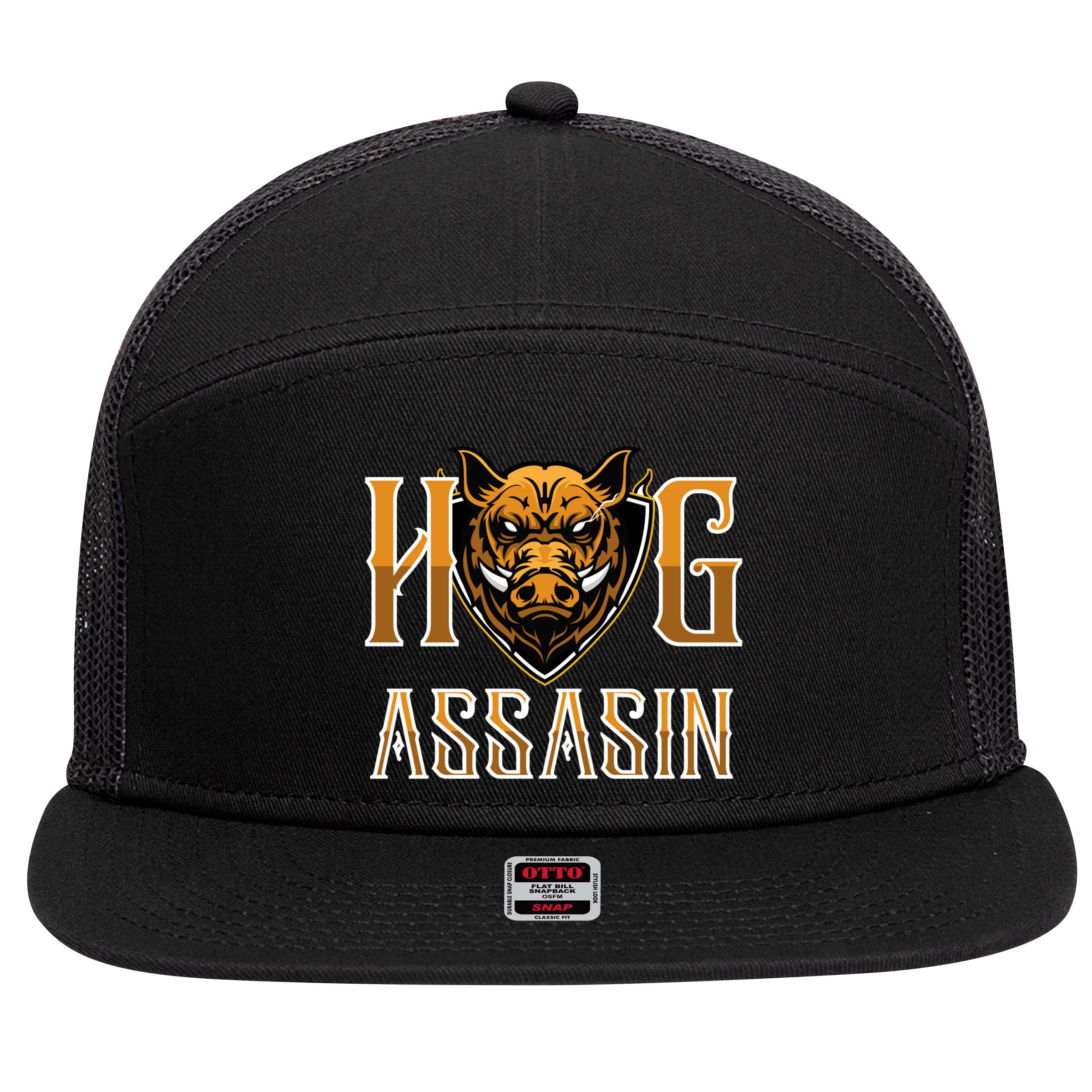 Hog And Boar Assasin Animal Hunter Hog Gift 7 Panel Mesh Trucker Snapback Hat