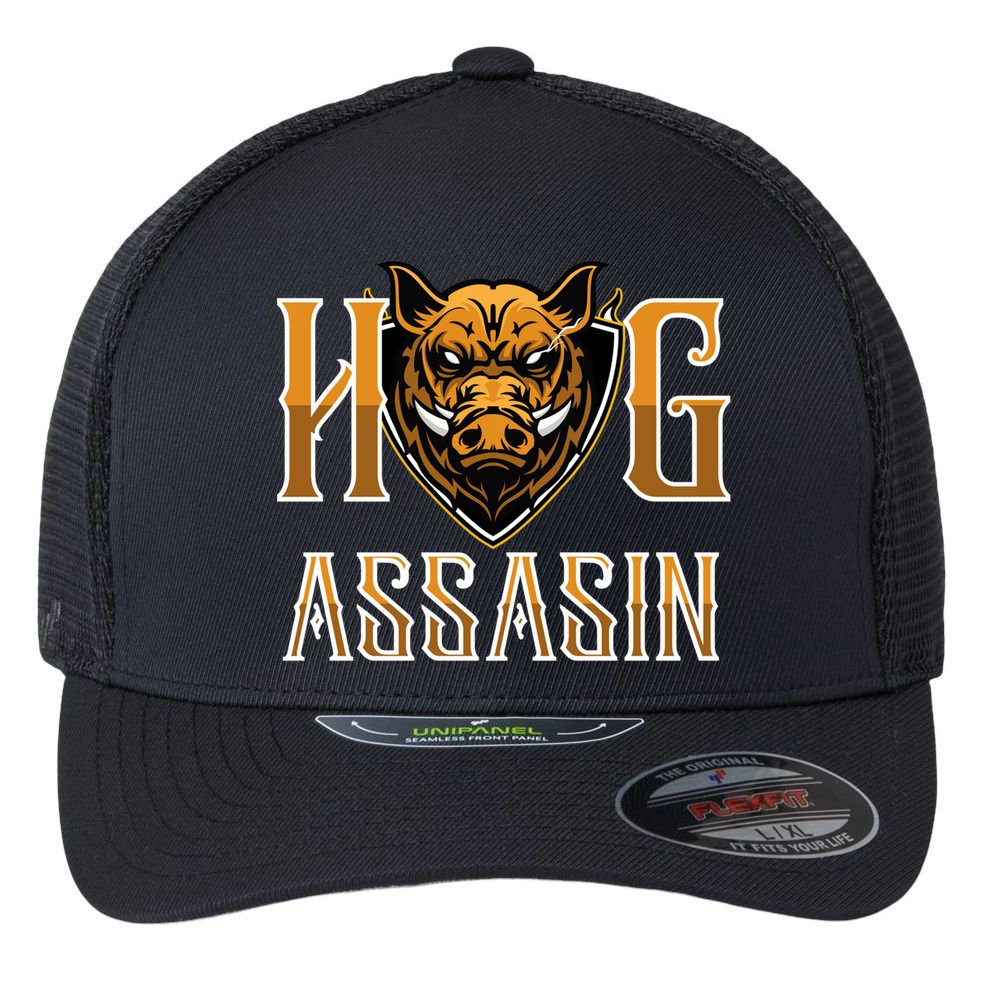 Hog And Boar Assasin Animal Hunter Hog Gift Flexfit Unipanel Trucker Cap