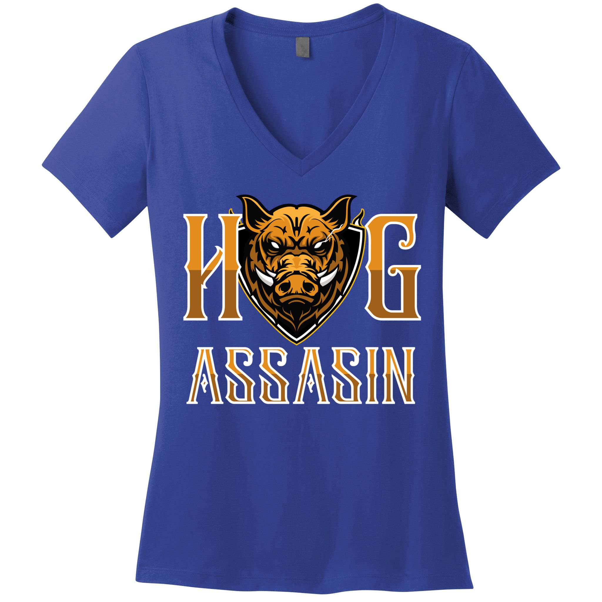 Hog And Boar Assasin Animal Hunter Hog Gift Women's V-Neck T-Shirt