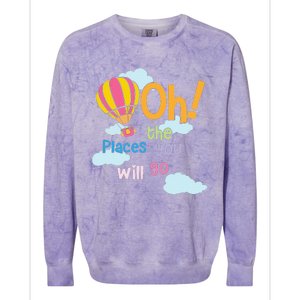 Hot Air Balloon Oh The Places You’Ll Go When You Read Colorblast Crewneck Sweatshirt