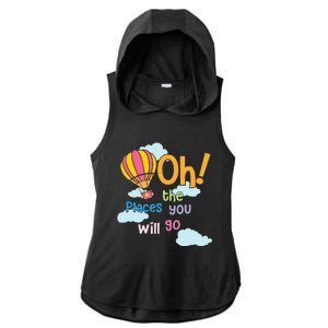 Hot Air Balloon Oh The Places You’Ll Go When You Read Ladies PosiCharge Tri-Blend Wicking Draft Hoodie Tank