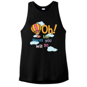 Hot Air Balloon Oh The Places You’Ll Go When You Read Ladies PosiCharge Tri-Blend Wicking Tank