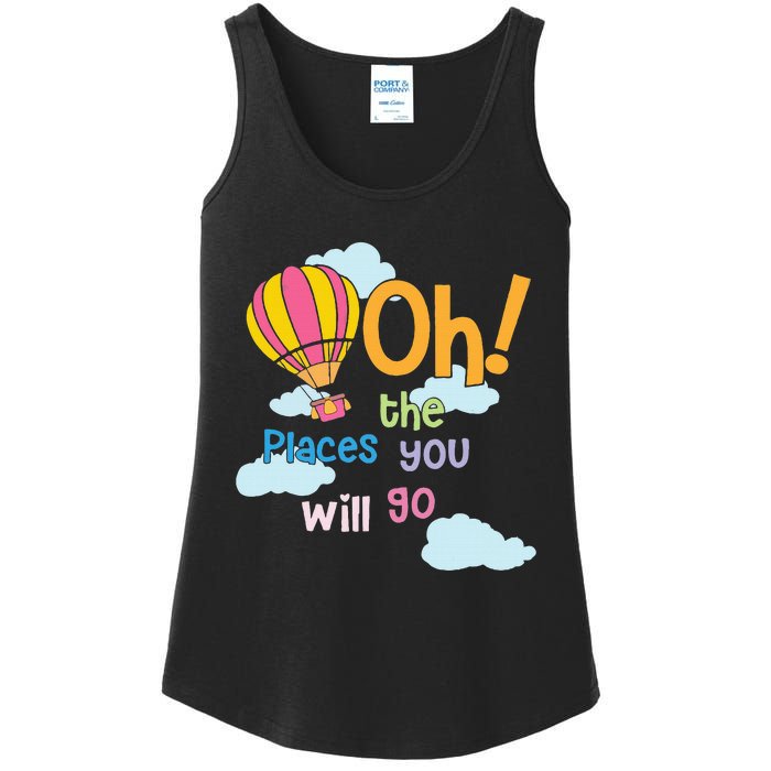 Hot Air Balloon Oh The Places You’Ll Go When You Read Ladies Essential Tank