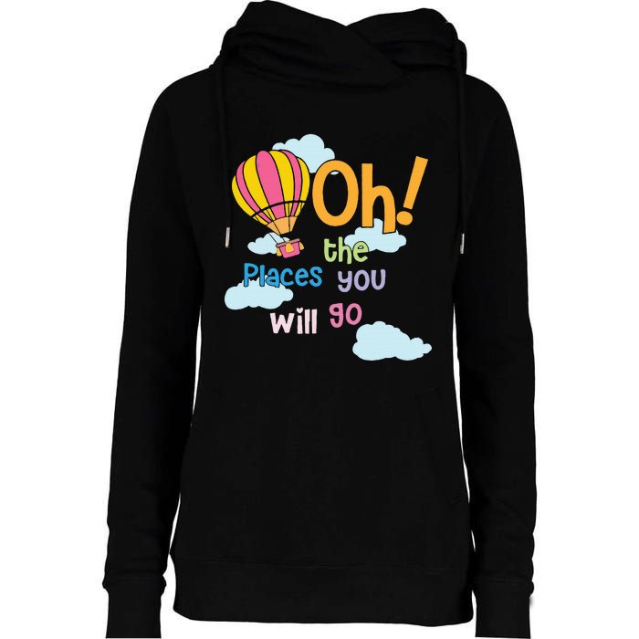 Hot Air Balloon Oh The Places You’Ll Go When You Read Womens Funnel Neck Pullover Hood