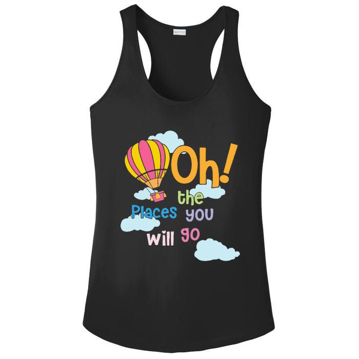 Hot Air Balloon Oh The Places You’Ll Go When You Read Ladies PosiCharge Competitor Racerback Tank