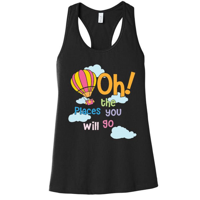 Hot Air Balloon Oh The Places You’Ll Go When You Read Women's Racerback Tank