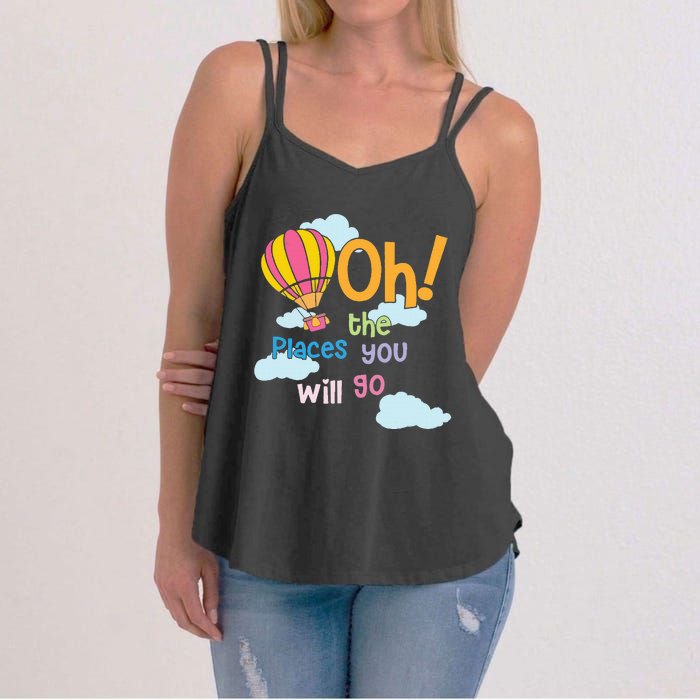 Hot Air Balloon Oh The Places You’Ll Go When You Read Women's Strappy Tank