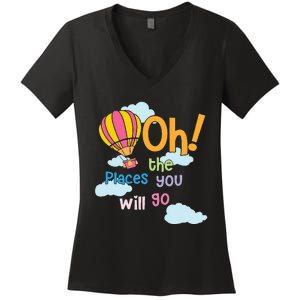 Hot Air Balloon Oh The Places You’Ll Go When You Read Women's V-Neck T-Shirt