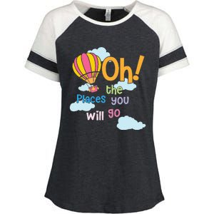 Hot Air Balloon Oh The Places You’Ll Go When You Read Enza Ladies Jersey Colorblock Tee