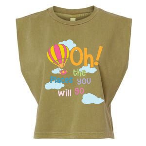 Hot Air Balloon Oh The Places You’Ll Go When You Read Garment-Dyed Women's Muscle Tee