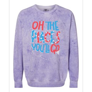 Hot Air Balloon Oh The Places Youll Go When You Read Colorblast Crewneck Sweatshirt